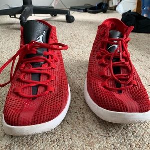 Red Jordan basketball shoes